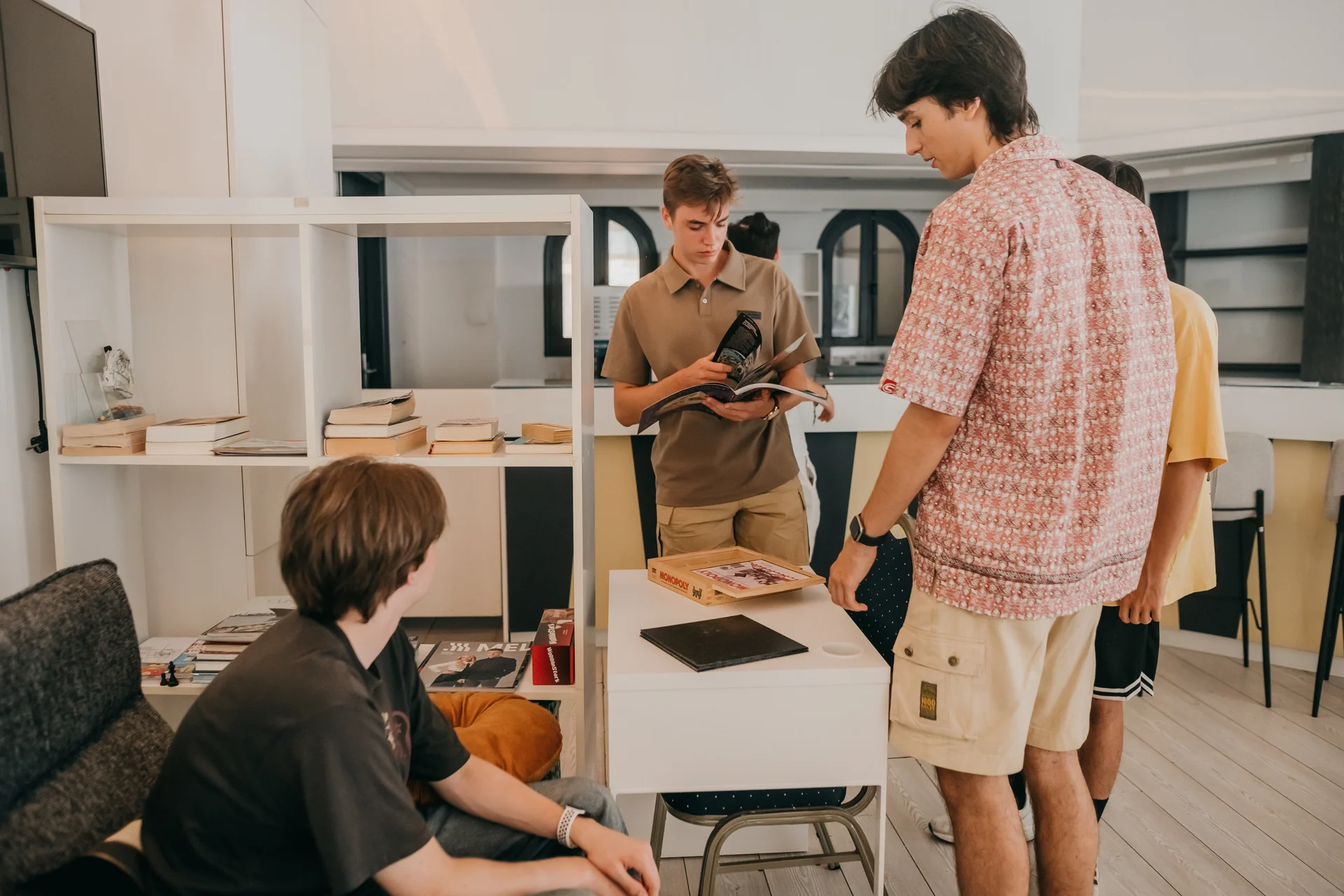 Students in the common room at The Island School boarding house