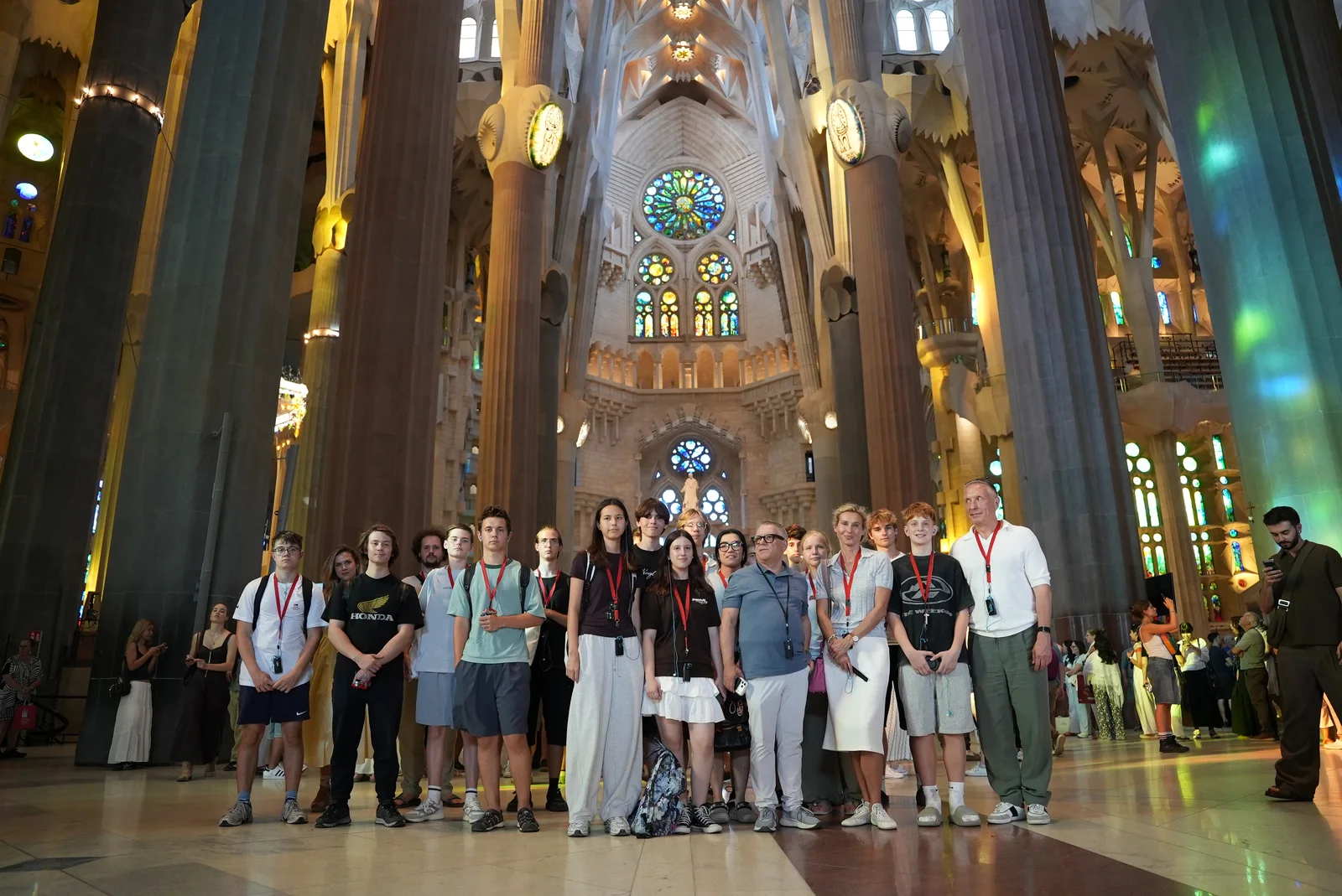 Camp participants inside the Sagrada Família