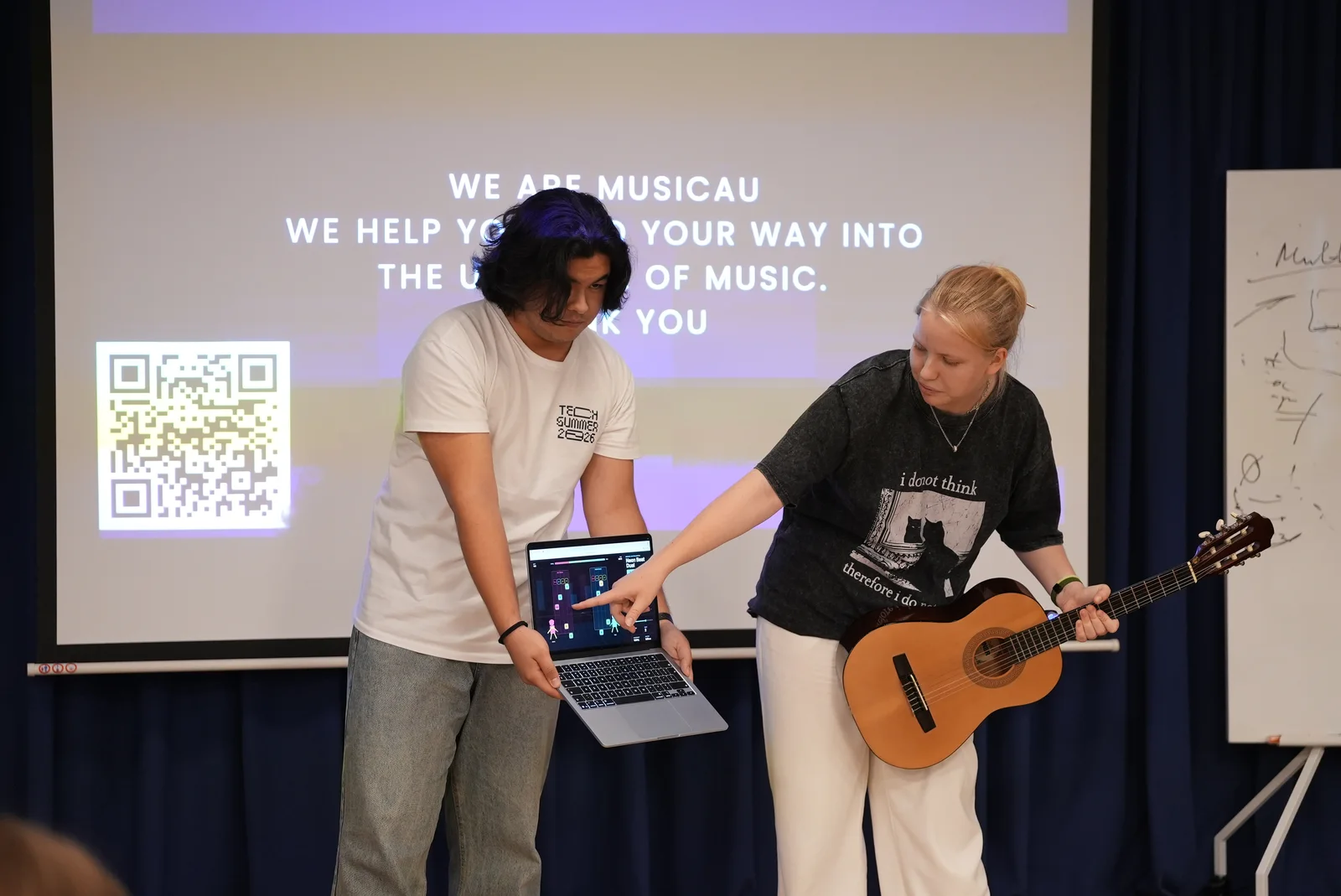 A student project presentation on stage