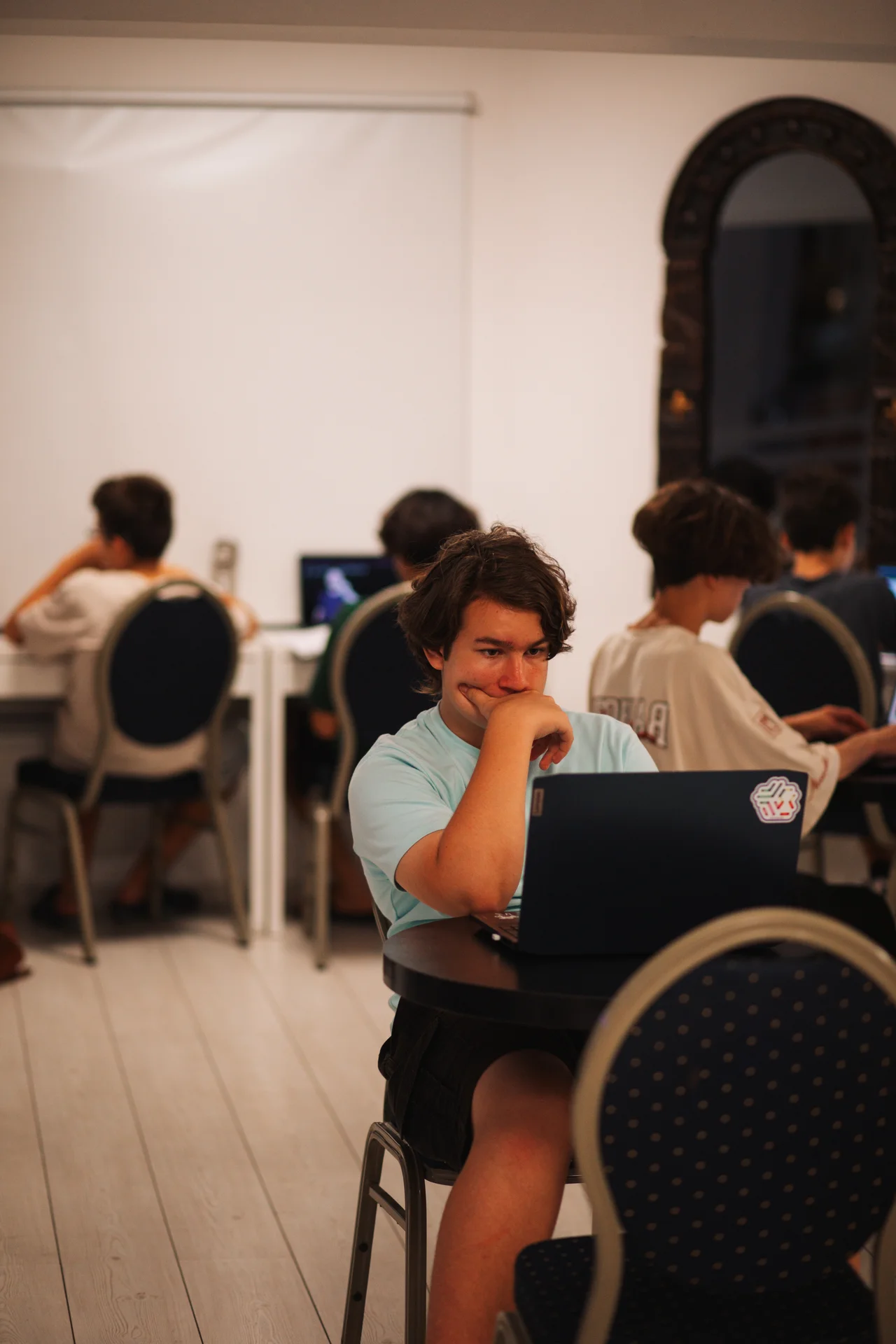 Studying with a laptop at The Island School boarding house